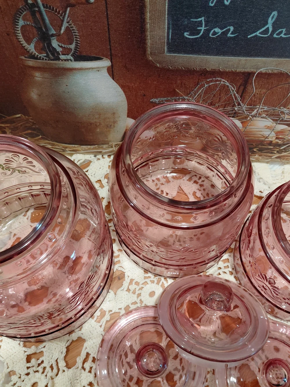 The Pioneer Woman Pink Embossed Glass Storage Canister with Lid